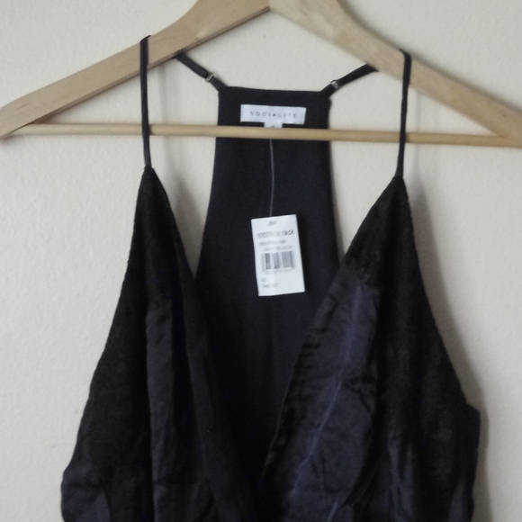 Socialite Blue Black Lace Trim Bodysuit Size XL - Picture 8 of 13